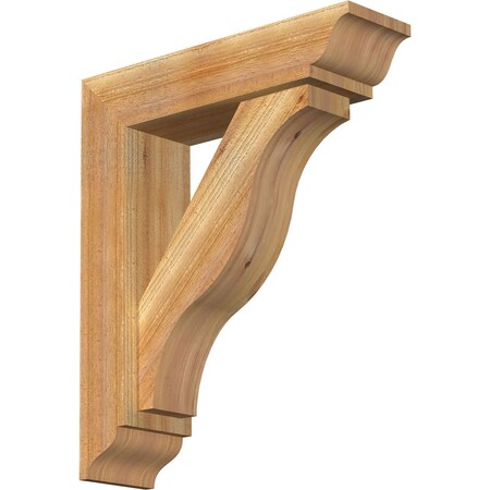 Ekena Millwork Funston Traditional Rough Sawn Bracket w/ Offset Brace, Western Red Cedar, 6"W x 22"D x 26"H BKT0604X22X26FST01RWR